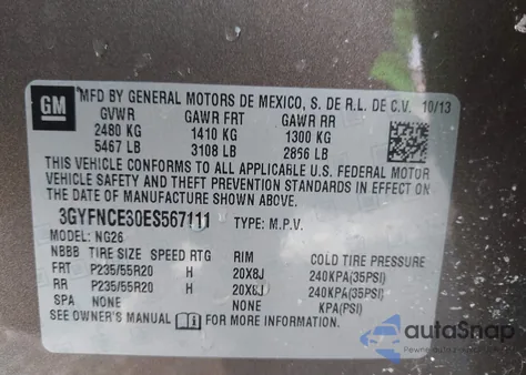 2014 Cadillac Srx Performance Collection from USA, damaged, VIN 3GYFNCE30ES567111